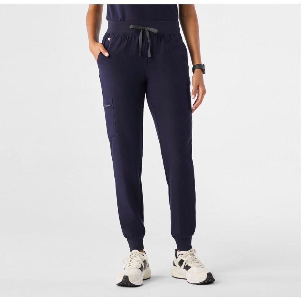 FIGS Zamora Jogger Scrub Pants Women’s Size Small Navy Blue Drawstring Pockets
